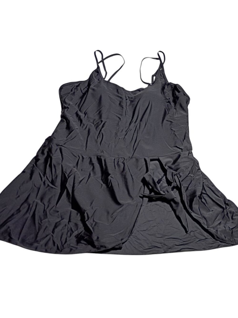 Black Faux Wrap Swim Dress One Piece Bathing Suit Size XXL